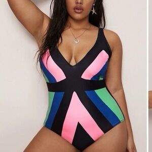 Unbranded Womens 3x Color Block One Piece Swim Suit Summer Pool Beach